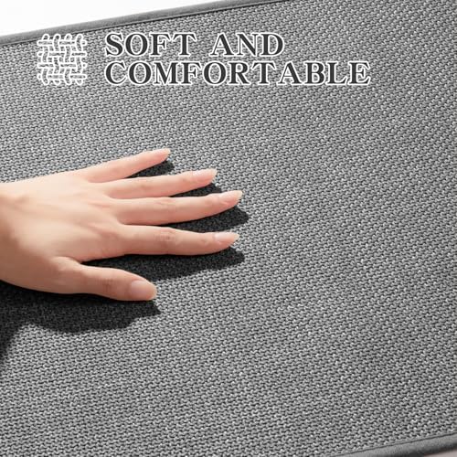 chakme Bath Mat 36x25, Ultra Thin Non Slip, Quick Dry Absorbent, Dark Grey, 36"x25"