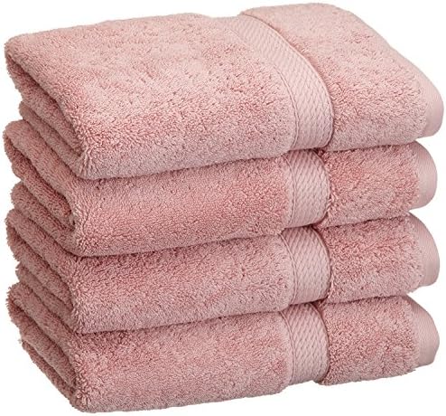 SUPERIOR Egyptian Cotton Plush & Absorbent, Hand Towel Set of 4, Tea Rose
