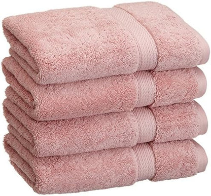 SUPERIOR Egyptian Cotton Plush & Absorbent, Hand Towel Set of 4, Tea Rose
