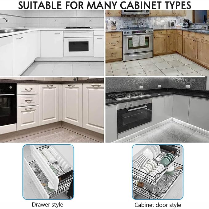 Stainless Steel Pull Out Cabinet Drawers 2-Tier Heavy Duty Slide Out Cabinet Organizer Shelf, Pull Out Bowl Basket Cabinet Organizer for Home, Kitchen, Bathroom