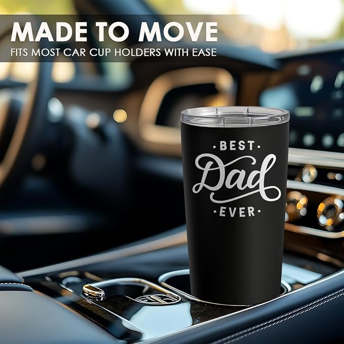 SANDJEST Dad Tumbler - 20oz Stainless Steel Insulated Coffee Travel Mug for Dad from Daughters or Sons - Ideal for Father's Day, Birthday, or Christmas
