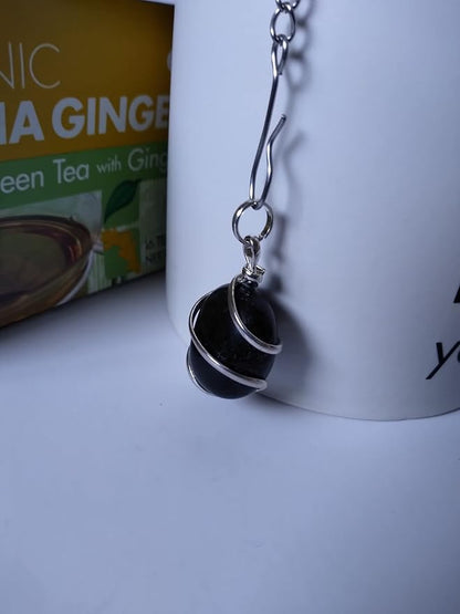 Decorative Tea Infuser Ball with Black Onyx Gemstone