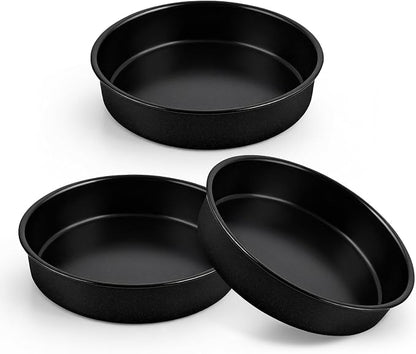P&P CHEF 9 Inch Cake Pan Set of 3, 3 Pieces Nonstick Round Cake Baking Pans, Stainless Steel Smash Layer Cake Tin Bakeware for Cooking Steaming, Healthy & Sturdy, Oven & Dishwasher Safe