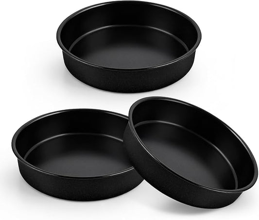 P&P CHEF 9 Inch Cake Pan Set of 3, 3 Pieces Nonstick Round Cake Baking Pans, Stainless Steel Smash Layer Cake Tin Bakeware for Cooking Steaming, Healthy & Sturdy, Oven & Dishwasher Safe