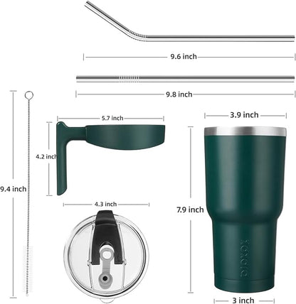 BJPKPK Tumbler With Handle And Straw 30 oz Insulated Tumbler With Lid Stainless Steel Coffee Cups Travel Mug,Army Green