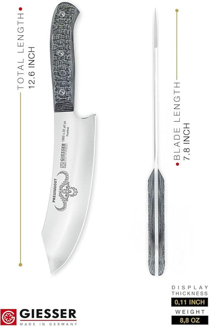 Giesser since 1776, PremiumCut, The Wolfpack, German Chefs Knife 8 inch - Rock n Chop Knife, BBQ boys knife, Chopping knife for meat and vegetables