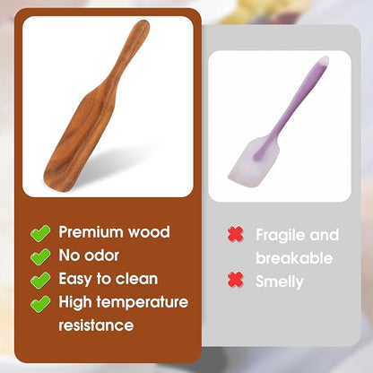 Prasacco 5 Pcs Wooden Spurtle Set Spurtles Kitchen Tools Wooden Spurtle Spatula Wooden Spurtle Kitchen Utensils Spurdle for Cooking Wood Slotted Spurtle Spatulas Spoons Set for Cooking Stirring Mixing