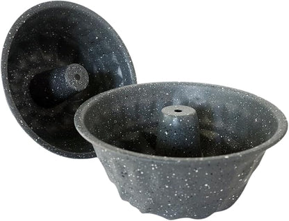6" Fluted Cake Pan, Nonstick Tube Pans Set of 2, Carbon Steel Round Buntz Baking Mold, Fluted Tube Bakeware for Pumpkin Cake, Pudding, Brownies, Bread - Marble