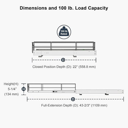 Pull Out Shelves - 23" W x 22" D Soft Close Pull Out Cabinet Organizer 1 Tier - Sliding Shelves with Shelf Liner - Heavy Duty Steel Wire Drawers for Kitchen Cabinets, Pantry, Bathroom