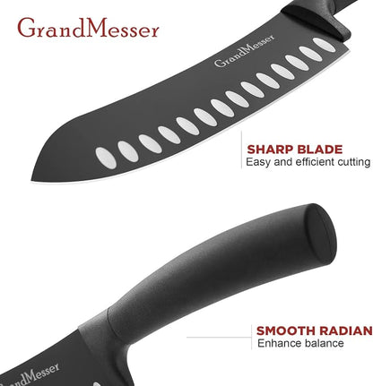 Butcher Breaking Knife, 7 inch Bullnose Knife, Black Titanium Nitride Coated, High Carbon German Stainless Steel, Ergonomic Non-slip Handle, with Gift Box