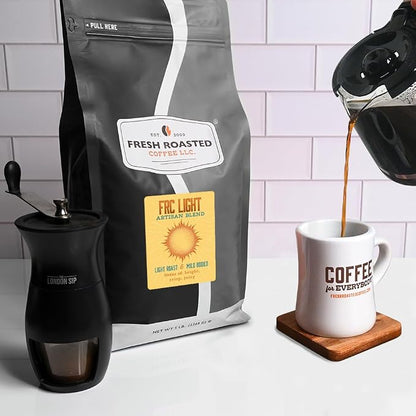 Fresh Roasted Coffee, FRC Light Roast Blend Whole Bean Coffee, Light Roast, Kosher, 5 lb (80 oz)