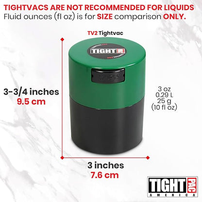 Tightvac - Premium Airtight Herb Storage Container - Holds ½ oz to 3 ounces - Keep Your Herbs and Dry Goods Fresh and Flavorful. Black Green