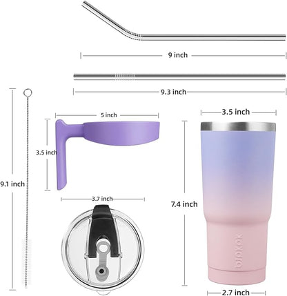 BJPKPK 20 oz Tumbler With Handle And Straw Lid Stainless Steel Travel Mugs Insulated Tumbler Cups,Pastel Sunset
