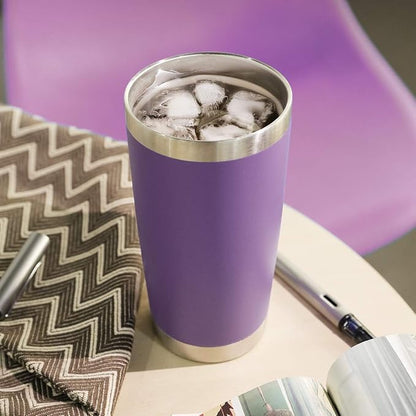 DOMICARE 20oz Stainless Steel Tumbler Bulk with Lid, Double Wall Vacuum Insulated Travel Mug, Powder Coated Coffee Cup, Powder Purple, 8 Pack