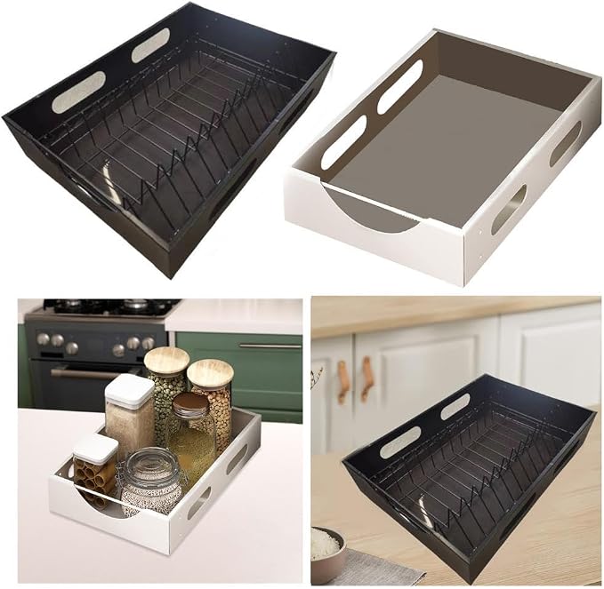 Pull Out Cabinet Organizer - Smoothly Sliding Drawers for Cabinet Carbon Steel Sturdy Slide Out Drawers for Kitchen Cabinet, Pantry, Bathroom (Black)