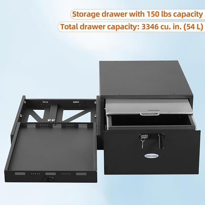Hooke Road JK JL Bronco Trunk Storage Drawer & Fridge Slide Mount for 2007-2026 Jeep Wrangler JK JL 4-Door & 2021-2026 Ford Bronco 4-Door, Security Lock Toolbox Overland Camping Cargo Organizer