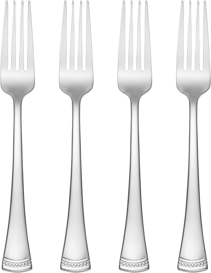 Lenox Portola Flatware Collection, 18/10 Stainless Steel Flatware & Silverware, Dinner Fork Set, 4-Piece