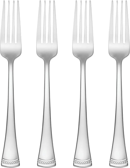 Lenox Portola Flatware Collection, 18/10 Stainless Steel Flatware & Silverware, Dinner Fork Set, 4-Piece