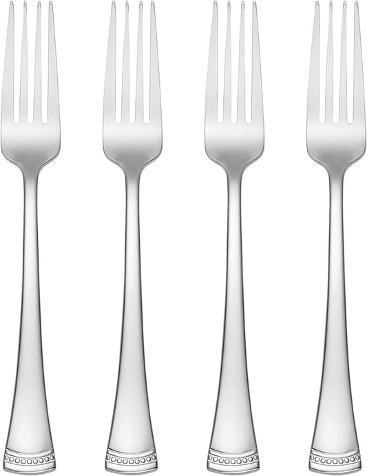 Lenox Portola Flatware Collection, 18/10 Stainless Steel Flatware & Silverware, Dinner Fork Set, 4-Piece