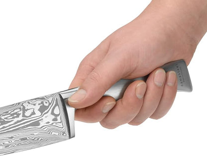 WMF Grand Gourmet Damask Knife, 29.5 cm, Damask Steel 120 Ply, Performance Cut, Wooden Cassette, Blade 17 cm