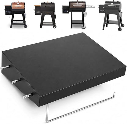 Utheer Grill Side Shelf for Pit Boss Lexington 540, Lexington 500 Onyx, PB440D2, PB440FB1 Wood Pellet Grills, Heavy Duty BBQ Prep Station with Paper Towel Holder & Tool Hooks