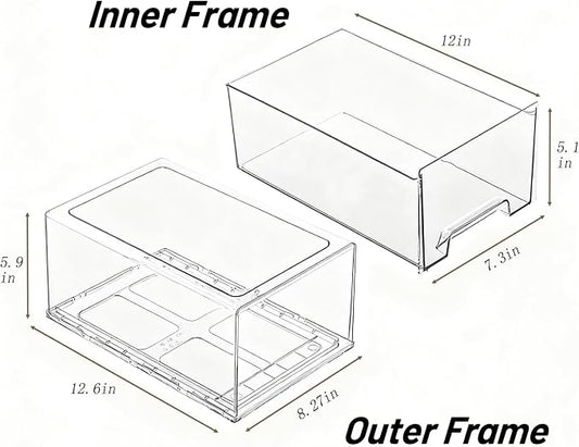 Clear Acrylic Stackable Storage Drawers, Plastic Refrigerator Organizer Bins with Handles for Undersink, Cabinet, Fridge, Closet, Pantry, Office, Bathroom, Kitchen(2 Pack)