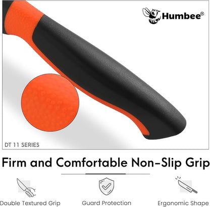 6 Inch Professional Chef Knife with Ergonomic Handle – NSF Certified Stainless Steel Kitchen Knife, Serrated Wave Teeth, Durable and Sharp Blade, DT 11 Series, Orange