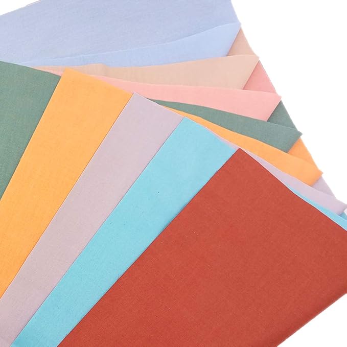 Fabric, 8 pcs/lot Fat Quarter Fabric Bundles Top Cotton 19.69"x19.69" (50 x 50cm) Quilting Cotton Craft, Pre-Cut Squares Sheets for Patchwork Sewing Quilting Crafting, Bright Solid Color.