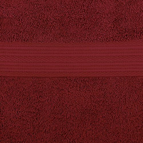 Amazon Basics Fade-Resistant 100% Cotton Washcloths for Bathroom, Soft Absorbent, 6-Piece, Crimson