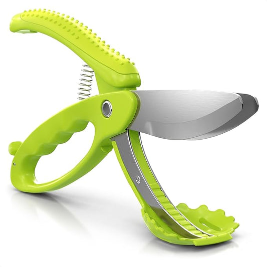 Salad Scissors for Chopped Salad - Effortless Double-Blade Chopping in Bowl, No Knife or Cutting Board Needed - 8.9" Stainless Steel Vegetable Scissors, Safety Lock, Lettuce Cutter Tool for Veggies