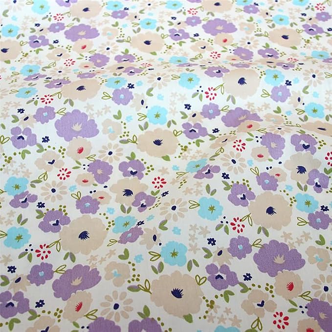 20" x 20" Cotton Fabric DIY Making Supplies Quilting Patchwork Fabric Fat Quarter Bundles DIY for Quilting Cotton Patchwork Cushions (clorful Flowers, 20" x 20")