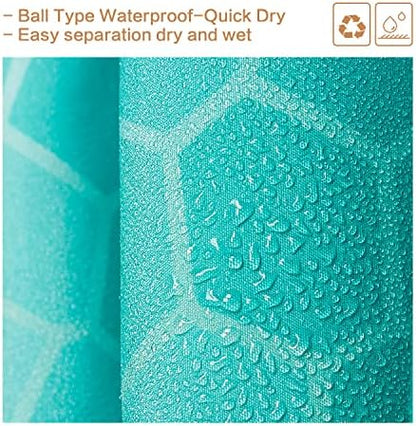 Ombre Blue Shower Curtain, Modern Geometric Shower Curtain for Bathroom with 12 Hooks Polyester Fabric Waterproof Shower Curtains Sets Machine Washable Decor Bath Curtain