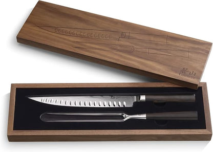 Cangshan HAKU Series 2-Piece Carving Set with Walnut Box, Forged X-7 Damascus Steel, 501158