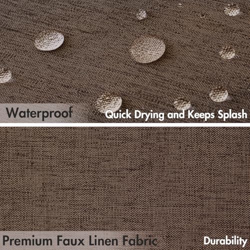 MIULEE Brown Extra Long Scalloped Linen Shower Curtain 72x80 Inches