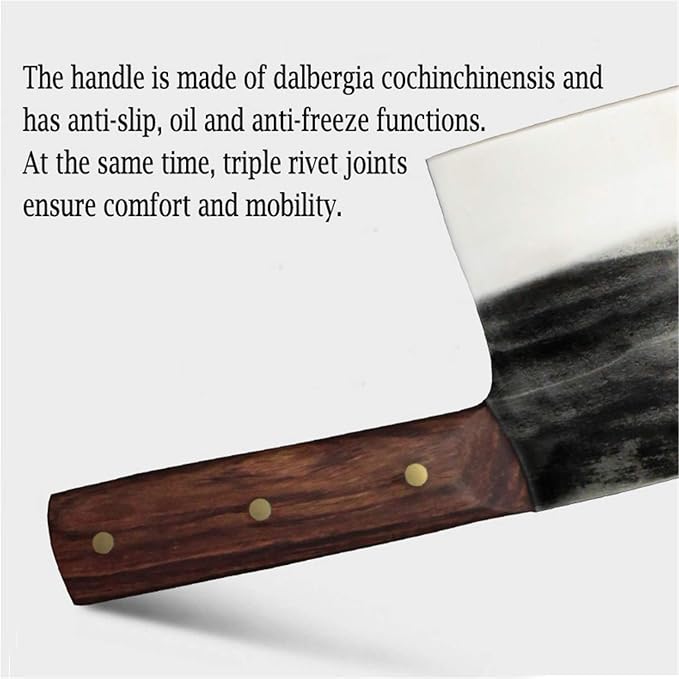 Chinese Chef's Knife and Meat Cleaver Knife,Forged Kitchen Knife Butcher Handmade Forged Stainless Steel Utility Chef Knife with Full-Tang Dalbergia Cochinchinensis Handle for Home, Kitchen & Restaura