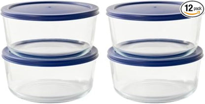 8-Piece Glass Food Storage Containers Set (4 Containers + 4 BPA-Free Lids) | 6.5-Cup, Leakproof | Microwave, Freezer, Oven & Dishwasher Safe | Ideal for Meal Prep & Pantry Organization, Blue