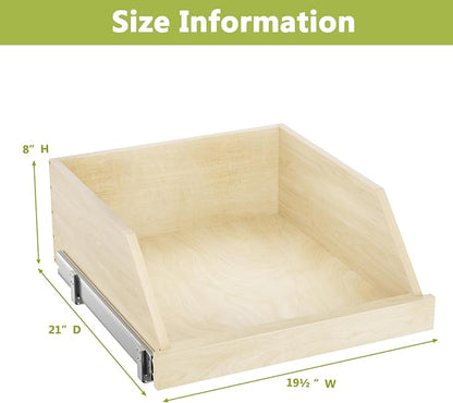 LOVMOR Pull Out Cabinet Organizer, Pull Out Drawers for Cabinets, Slide Out Wood Drawer Shelf, Beveled 8" High Pull Out Organizers for Kitchen Pantry, 19½" W×21" D
