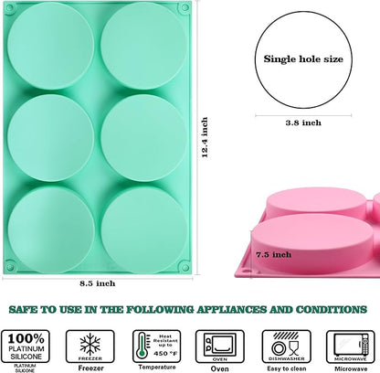 HUAKENER 2 Pcs Silicone Muffin Top Pans for Baking, 4 Inch Non-Stick Round Baking Molds for Mini Cake, Muffin Top, Dessert, Hamburger, Sandwiches Making