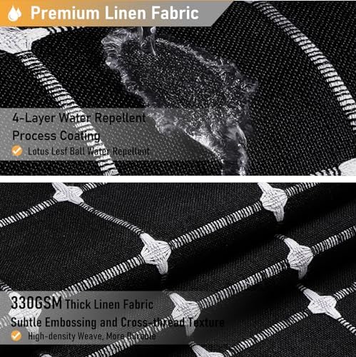 BTTN Stall Boho Farmhouse Linen Shower Curtain Set, 36x72, Black and White