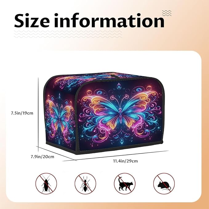 Animal Butterfly Galaxy Toaster Cover 2 Slice Wide Slot Washable Kitchen Appliance Covers Fingerprint Bread Machine Dust Cover Small Toaster Oven Accessories Covers Bread Maker Bag Women Gift