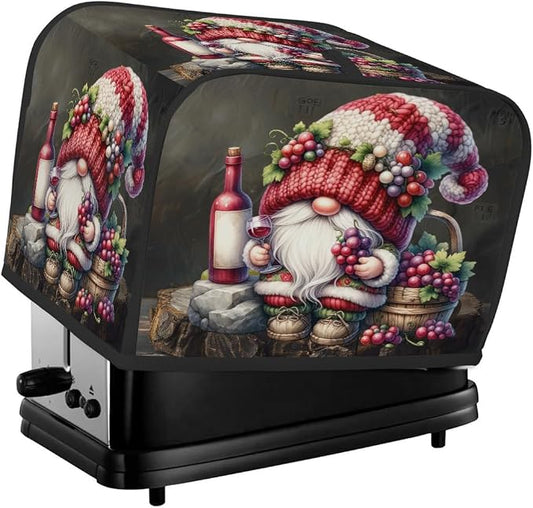 Toaster Cover 2 Slice Wide Slot Cute Gnome WineBread Toaster Oven Dustproof Cover Small Appliance Kitchen Covers Dust and Fingerprint Protection for Women Gift 2 Slice