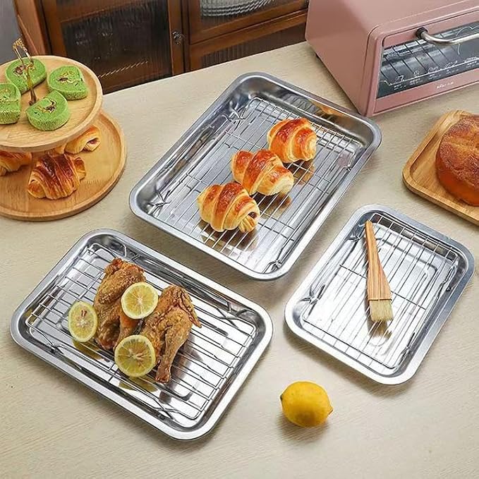 Non Stick Roaster Pan Turkey Roasting Pan with Rack Broiler Pan for Hams Chickens 14.1"* 10.6"*0.78"