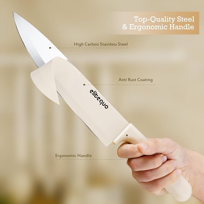 8 Piece Kitchen Knife Block Set with Sharpener,Dishwasher Safe,German Stainless Steel with Ergonomic Handle Anti-slip Handle