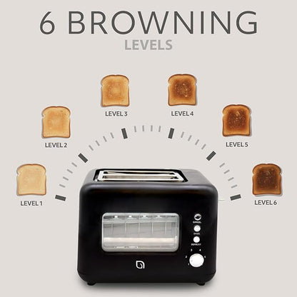 WILLOW Eco Series 2 Slice Toaster with Clear-View Window, 6 Shade Settings, 900W Retro Toaster with Extra Wide Slots + Bagel, Cancel, & Defrost Buttons, 2 Slice Toasters w Crumb Tray for Easy Cleanup