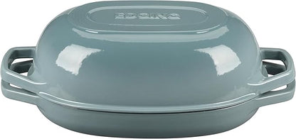 EDGING CASTING Enameled Cast Iron Oval Dutch Oven Pot with Lid, Dutch Oven for Sourdough Bread Baking, Bread Oven, Bread Dutch Oven, Oval Bread Pan, 5qt, Seasalt