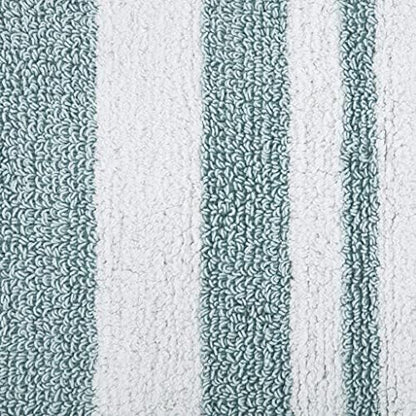 Madison Park Spa Cotton Bath Rug Non-Slip Absorbent Striped, 24 x 72, Aqua