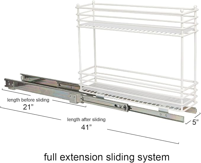 Household Essentials White Steel Artisan Organizer with Plastic Liners, 2-Tier Pull-Out