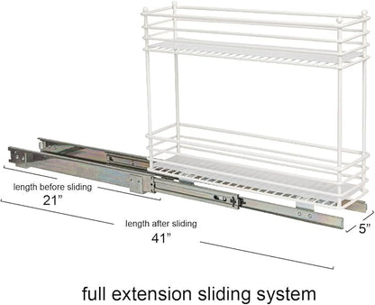 Household Essentials White Steel Artisan Organizer with Plastic Liners, 2-Tier Pull-Out
