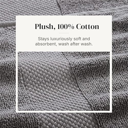 Modern Threads 6 Piece Bath Towel Set – Bathroom Towel Set with 2 Bath Towels, 2 Hand Towels & 2 Washcloths – 100% Cotton, Soft & Absorbent – Jacquard Border (Gray)