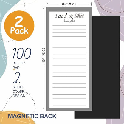 Utron 2 Pack Magnetic Notepads for Refrigerator, 100 Pages/BookGrocery List Magnet Pad for Fridge, Design Magnetic Grocery List Pad for Fridge, Grocery List Notepad, to-Do Memos, List(8 x 20.3cm)